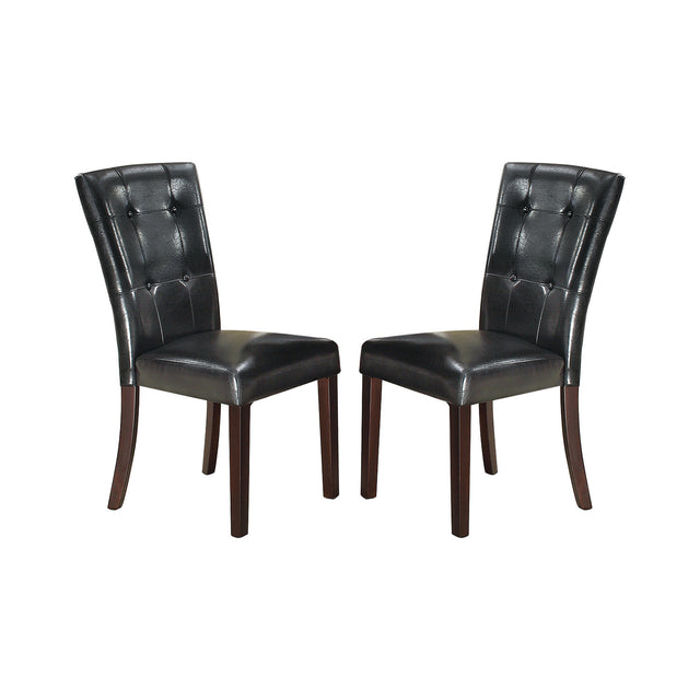 Leather Upholstered Dining Chair, Black(Set of 2)