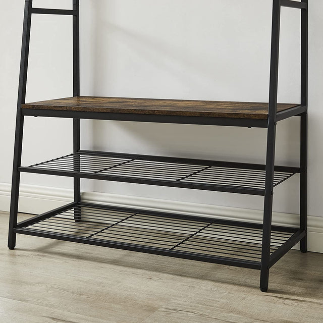 Coat Rack Entryway Organizer/ Hall Tree with Bench, Shoe Storage and Multiple Coat Hooks