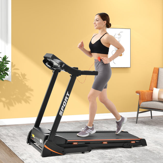 Folding Electric 3.5HP Treadmill With Incline Medium Running Machine Motorised LCD Gym 330lbs； Folding Treadmill Electric Motorized Power 14.8KM/H Running Fitness Machine Gym(W54022178 Upgrade)