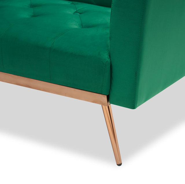 Green Folding Living Room Sofa Bed with Midfoot Including Two Pillows