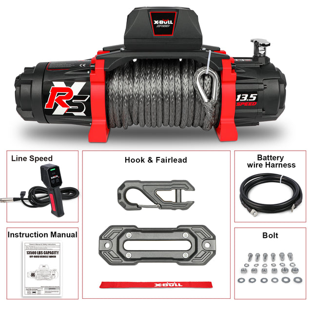 X-BULL 13500 lb Winch  Load Capacity Electric Winch -12V DC Power for Towing Truck Off Road, 2 in 1 Wireless Remote,13500 XRS Series