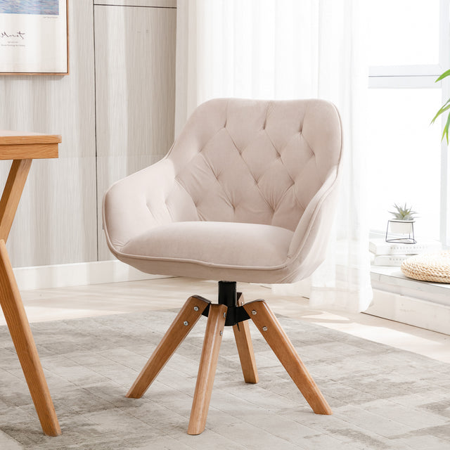 COOLMORE Solid Wood Tufted Upholstered Armless home office  chair