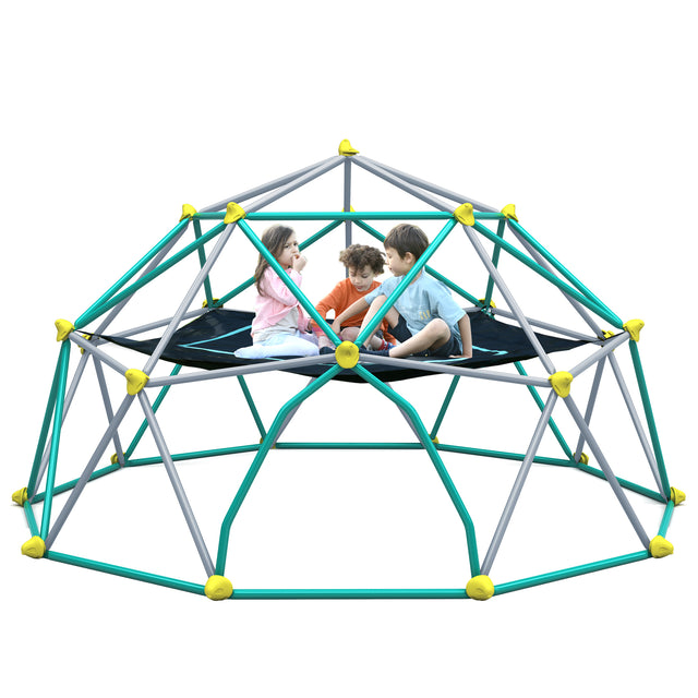 13ft Geometric Dome Climber Play Center, Kids Climbing Dome Tower with Canopy, Rust & UV Resistant Steel Supporting 1000 LBS