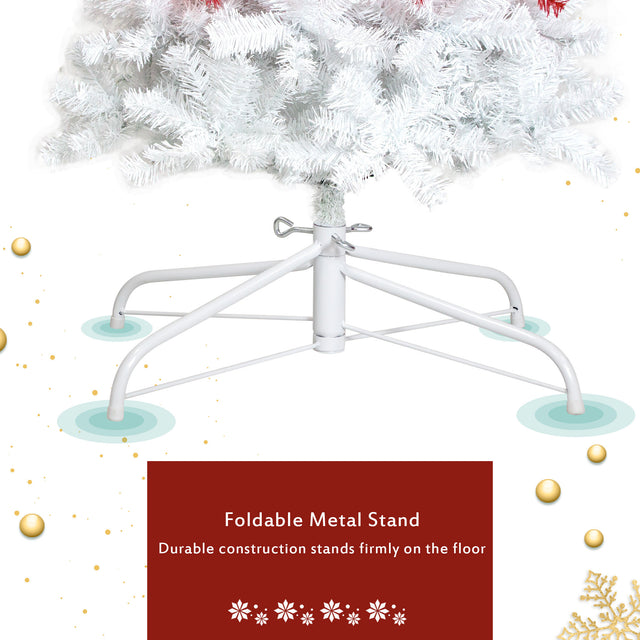 6FT Hinged Fraser Fir Artificial Fir Bent Top Christmas Tree, Xmas Tree Bendable Santa Hat Style Christmas Tree Holiday Decoration,1250 Lush Branch Tips, 300 LED Lights X-mas