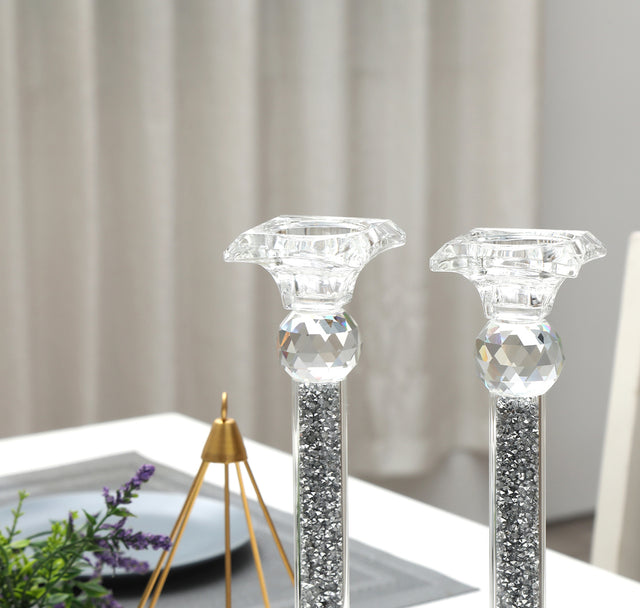 Ambrose Exquisite 2 Piece Candle Holders in Silver (Gift Box Included)