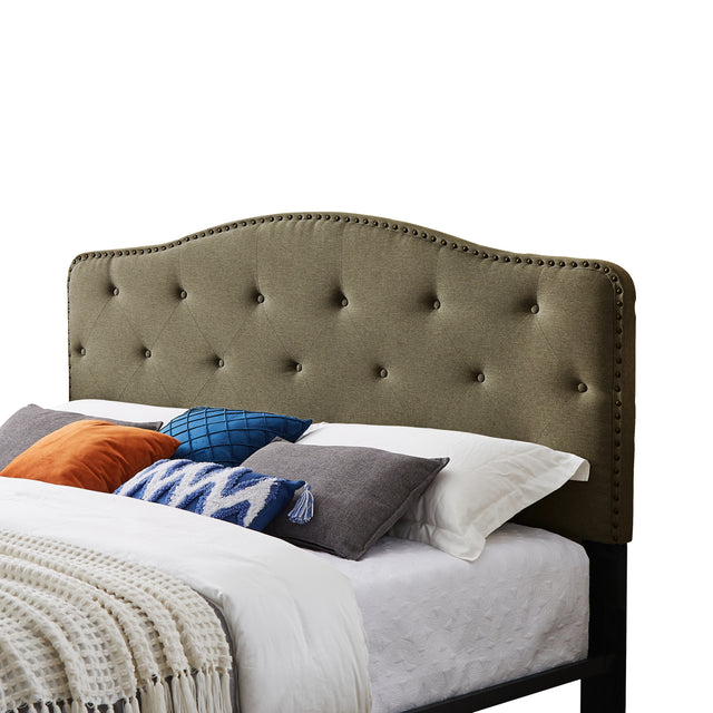 B113 King bed, Beautiful headboard with buttons  Strong iron frame with high temperature paint