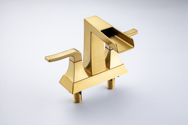 2-Handle Lavatory Faucet Brushed Nickel Bathroom Sink Faucet with Metal Pop-up Drain and Faucet Supply Lines