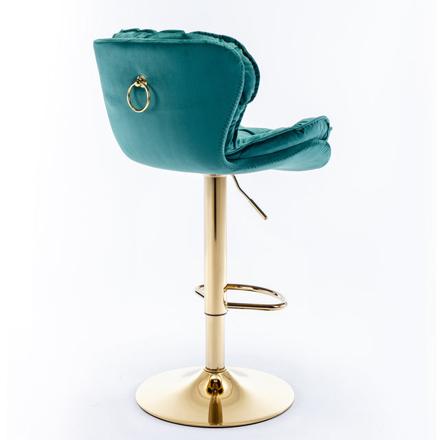A&A Furniture,Swivel Bar Stools Set of 2, Velvet Counter Height Adjustable Barstools, Dining Bar Chairs Upholstered Modern Bar Stool for Kitchen Island, Cafe, Bar Counter, Dining Room（Green)