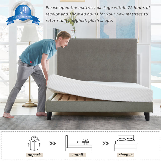 10 Inches Gel Memory Foam Mattress（Twin)  -Medium, Made in US