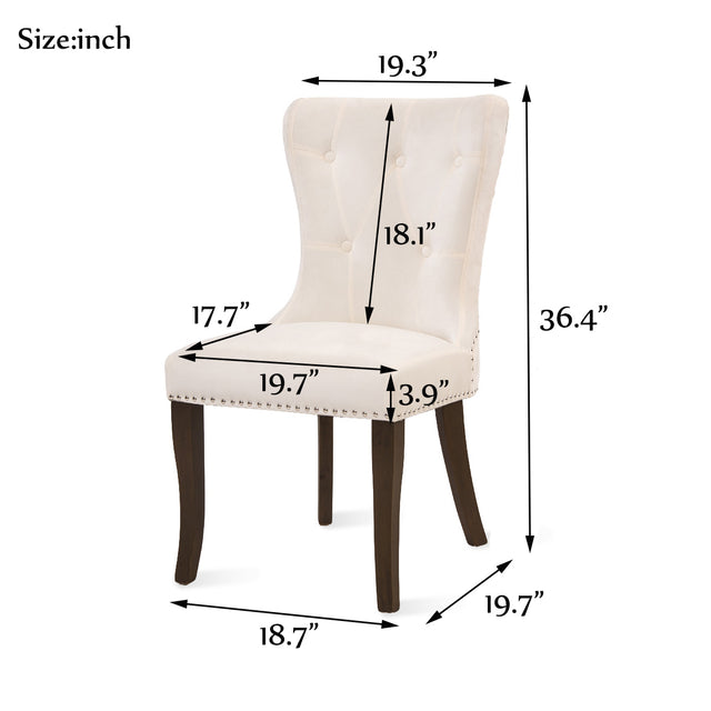 TOPMAX Dining Chair Tufted Armless Chair Upholstered Accent Chair, Set of 6 (Cream)