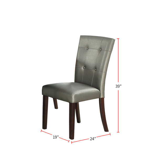 Leather Upholstered Dining Chair, Silver(Set of 2)