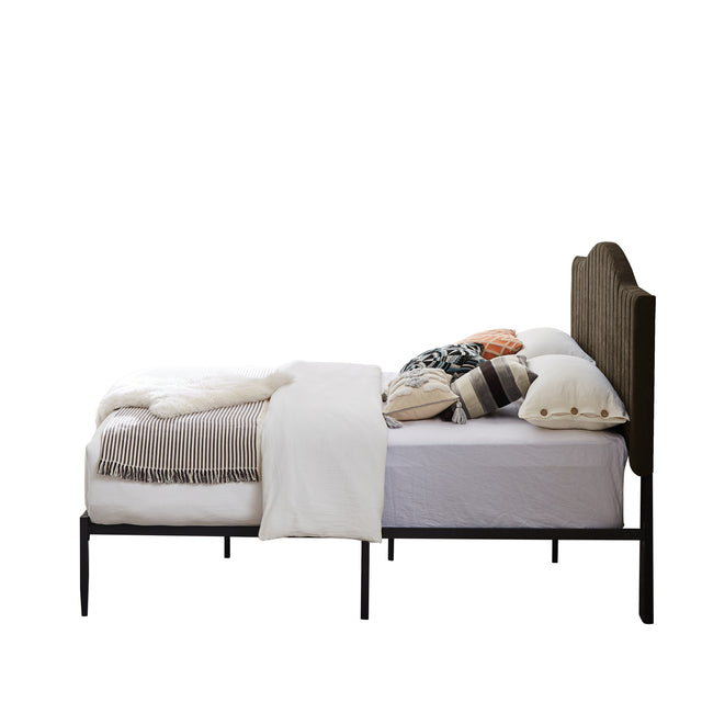 B111 Full bed Beautiful line stripe cushion headboard  Strong iron frame with high temperature paint