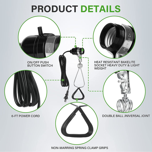 Simple Deluxe HIWKLTCLAMPLIGHTSX12 12-Pack Clamp Lamp Light with 5.5 Inch Aluminum Reflector up to 60 Watt E26/E27 (no Bulb Included) 6 Feet 18/2 SPT-2 Cord, Silver