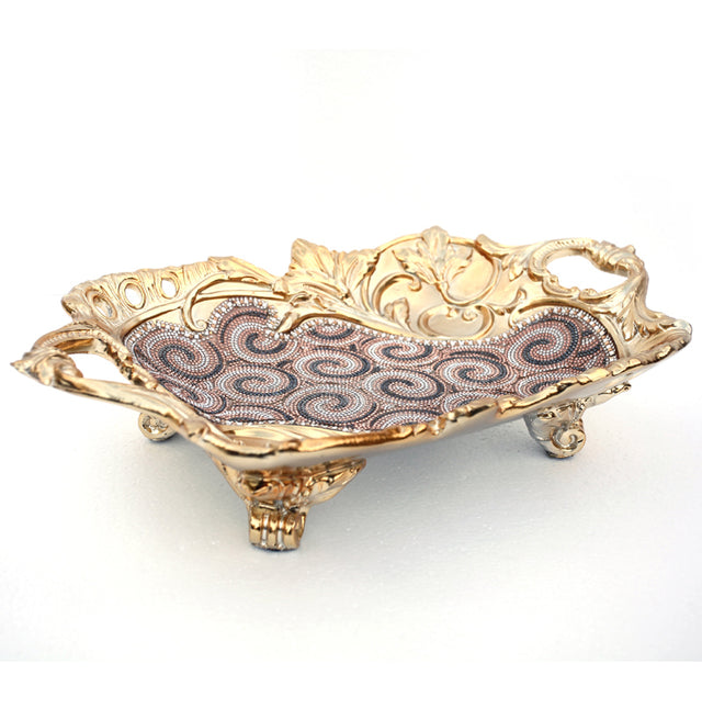 Ambrose Chrome Plated Crystal Embellished Ceramic Plate