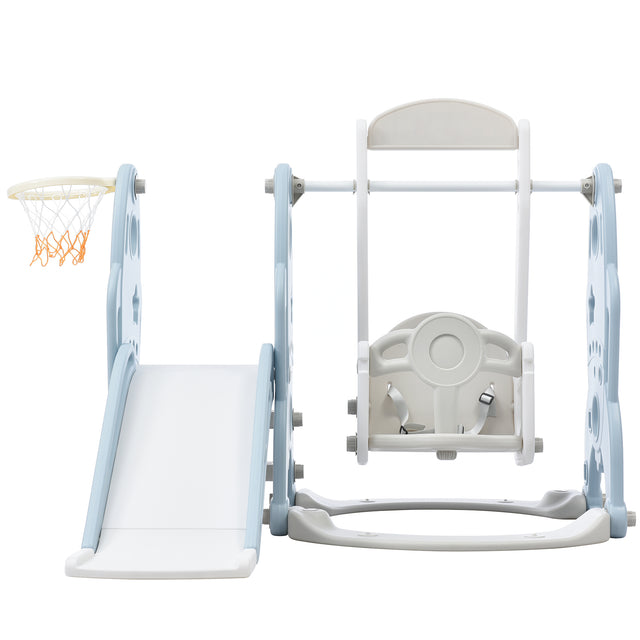 Toddler Slide and Swing Set 3 in 1, Kids Playground Climber Swing Playset with Basketball Hoops Freestanding Combination Indoor & Outdoor