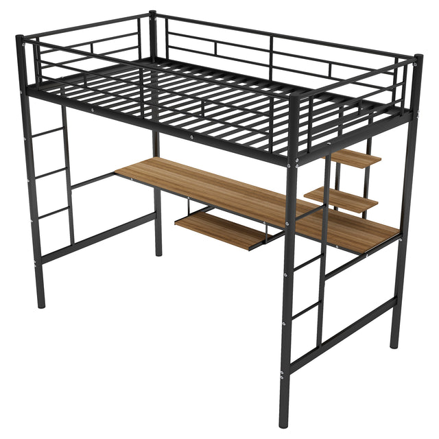 Loft Bed with Desk and Shelf , Space Saving Design,Twin（OLD SKU:MF193081AAB）