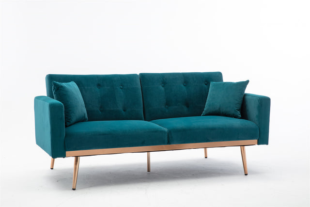 COOLMORE  Velvet  Sofa , Accent sofa .loveseat sofa with rose gold metal feet  and  Teal  Velvet