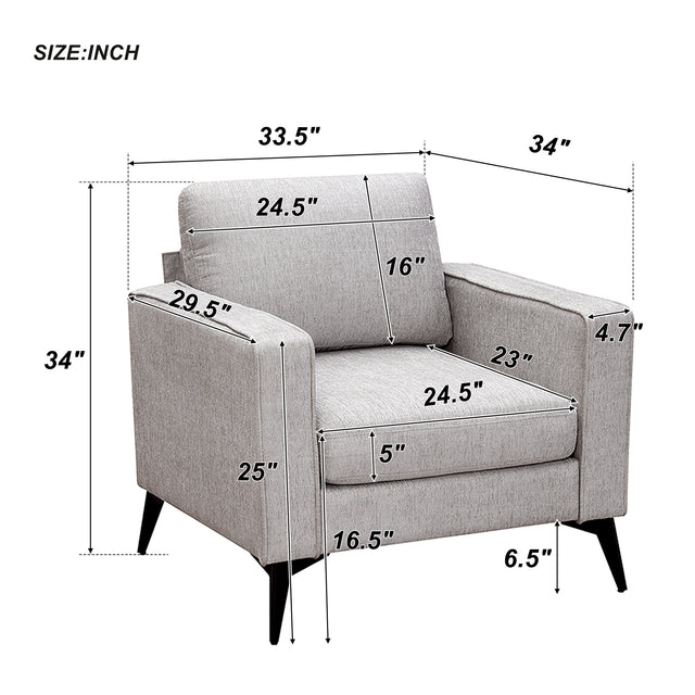 [VIDEO provided] [New]Modern 3-Piece Sofa Sets with Sturdy Metal Legs,Chenille Upholstered Couches Sets Including 3-Seat Sofa, Loveseat and Single Chair for Living Room Furniture Set (1+2+3 Seat)