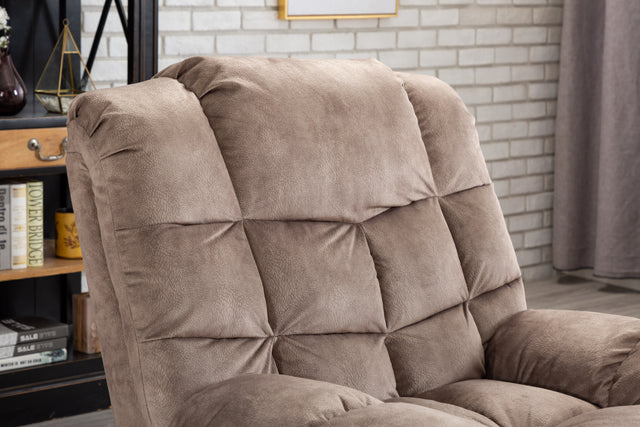 Recliner Chair Overstuffed, Manual Reclining Single Couch Wide Seat with Thickened Headrest and Back (Camel)
