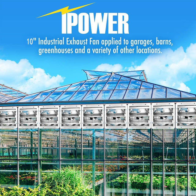 iPower 10 Inch Shutter Exhaust Fan Aluminum Controller and Power Cord Kit,High Speed 1650RPM, 820CFM, 1-Pack, Silver