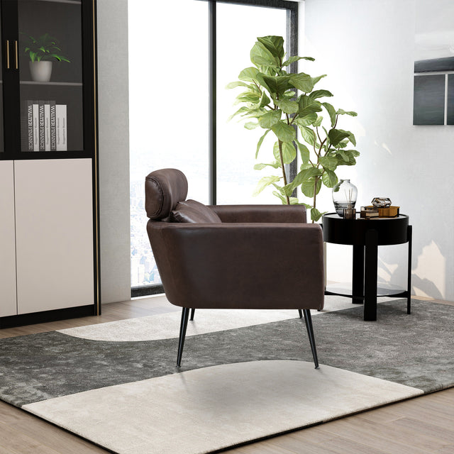 51"W Classical Loveseat Small Sofa Small Mini Room Couch Two-Seater Sofa With 2 Throw Pillows Black Metal Legs for Small Space Office Studio Apartment Bedroom, Dark Brown Bronzing Suede