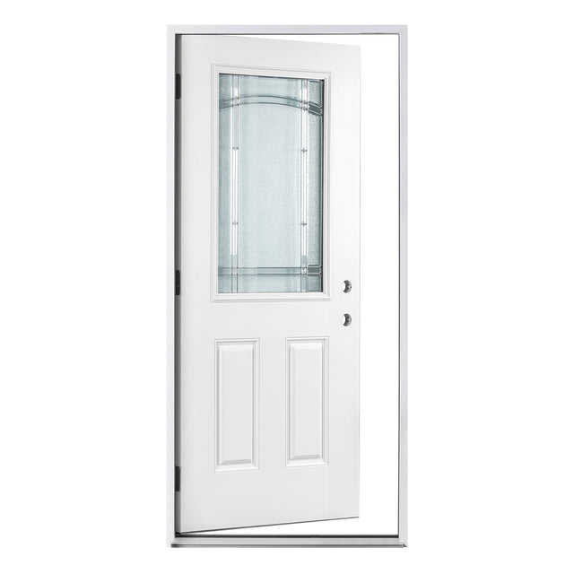 37.5inx81.5in Left Hand Inswing Decorative Glass- Zinc Caming  Fiber Glass Prehung Entry Door .