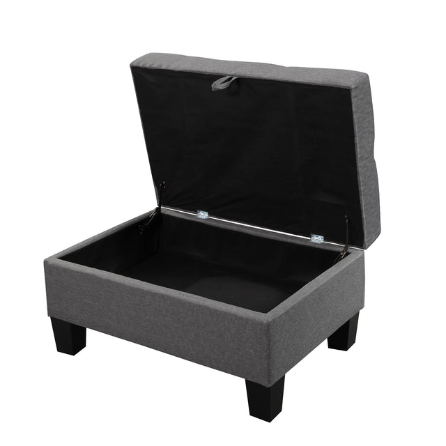 STORAGE OTTOMAN/BENCH,GRAY FAUX LINEN