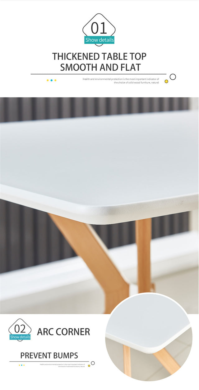 Modern Minimalist StyleDining Table MDF Anti-Scratch Top Metal Shelf Metal Heat Transfer Legs Leveling Feet For Dining Room Kitchen Office Table X 1(White)