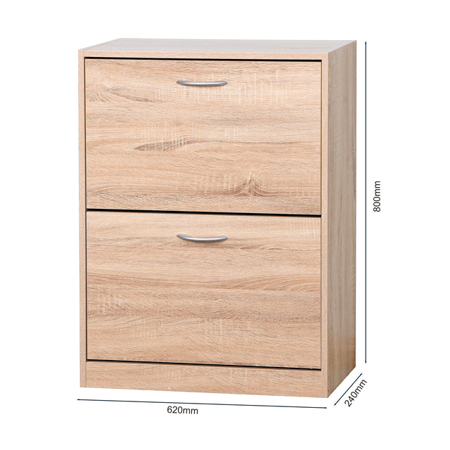 Wooden Shoe Cabinet for Entryway, White Shoe Storage Cabinet with 2 Flip Doors 20.94x9.45x43.11 inch