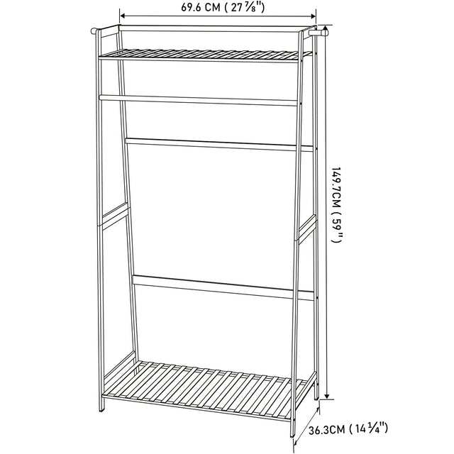 Clothes Rack,Heavy Duty Clothes Rack with Shelves,Freestanding Garment Rack for Living Bedroom Room Kitchen Bathroom Entryway Office Storage Shelves Clothes Hanging Rack,CR-537 White