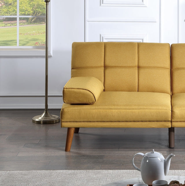 Mustard Color Polyfiber Sectional Sofa Set Living Room Furniture Solid wood Legs Tufted Couch Adjustable Sofa Chaise