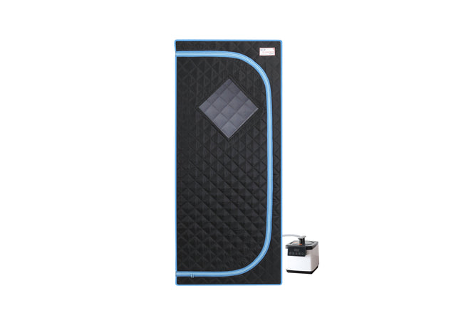 Full Size Portable Black Steam Sauna tent–Personal Home Spa, with Steam Generator, Remote Control, Foldable Chair, Timer and PVC Pipe Connector Easy to Install.Fast heating, with FCC Certification