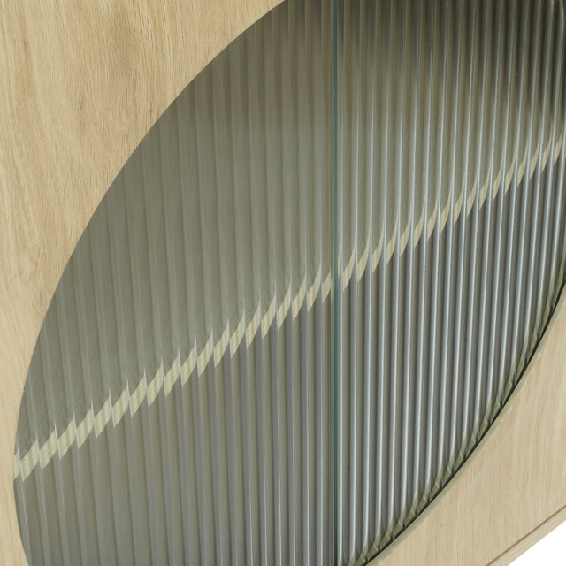 Storage Cabinet with Glass Door, No handle design,Push to open the door,Sideboard Buffet Cabinet for Kitchen,Dining Room