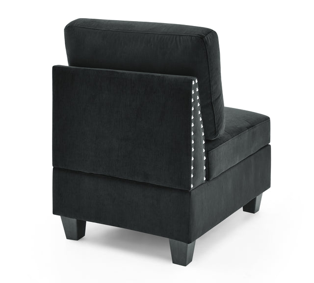 U shape Modular Sectional Sofa，DIY Combination，includes Seven Single Chair， Four Corner and One Ottoman，Black Velvet.