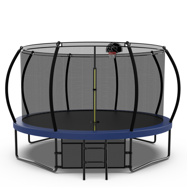 14FT Trampoline with Basketball Hoop - Recreational Trampolines with Ladder ,Shoe Bag and Galvanized Anti-Rust Coating