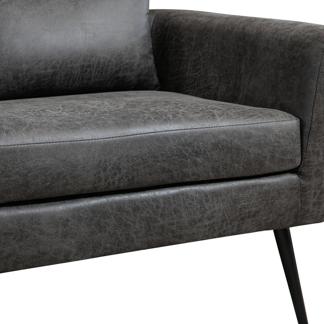 51"W Classical Loveseat Small Sofa Small Mini Room Couch Two-Seater Sofa With 2 Throw Pillows Black Metal Legs for Small Space Office Studio Apartment Bedroom, Valley Gray Bronzing Suede