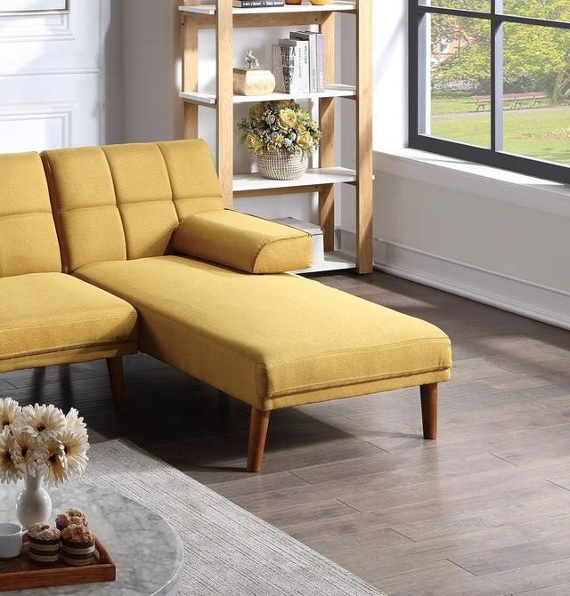 Mustard Color Polyfiber Sectional Sofa Set Living Room Furniture Solid wood Legs Tufted Couch Adjustable Sofa Chaise