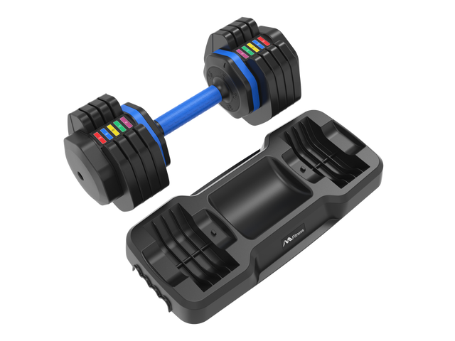 Adjustable Dumbbell - 55lb Single Dumbbell with Anti-Slip Handle, Fast Adjust Weight by Turning Handle with Tray, Exercise Fitness Dumbbell Suitable for Full Body Workout