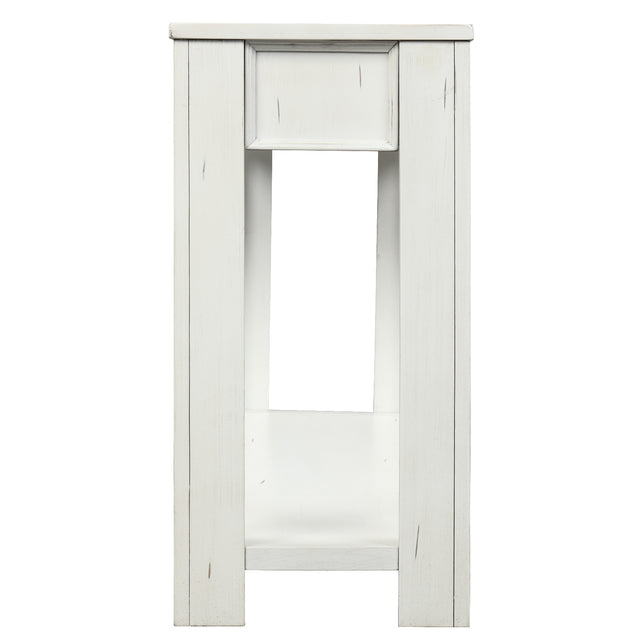 TREXM Console Table for Entryway Hallway Sofa Table with Storage Drawers and Bottom Shelf ( Antique White)