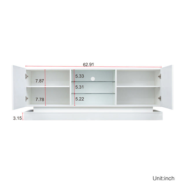 TV Cabinet Wholesale, White TV Stand with Lights, Modern LED TV Cabinet with Storage Drawers, Living Room Entertainment Center Media Console Table