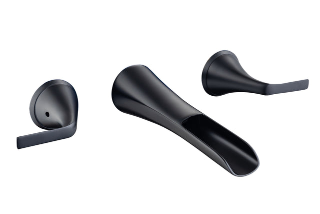 Wall Mounted Bathroom Sink Faucet with Double Lever Handles Vessel Lavatory Basin Mixer Tap,Rough-in Valve