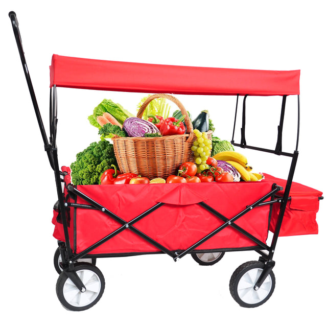 Garden Shopping Beach Cart folding wagon（red）