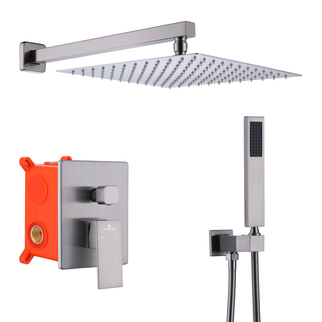 Trustmade 10 Inches Ceiling Mount Pressure-Balanced Shower System, Bathroom Luxury Rain Mixer Shower Combo Set, Brushed Nickel