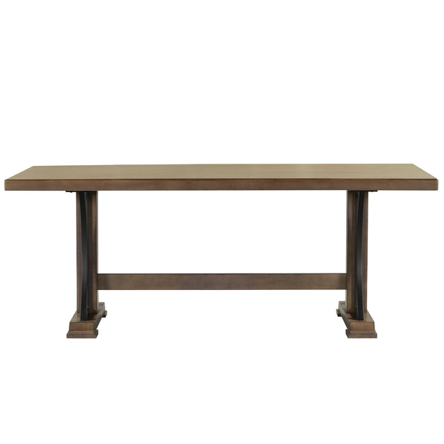 TREXM Retro Style Dining Table 78"Wood Rectangular Table, Seats up to 8 (Natural Walnut)