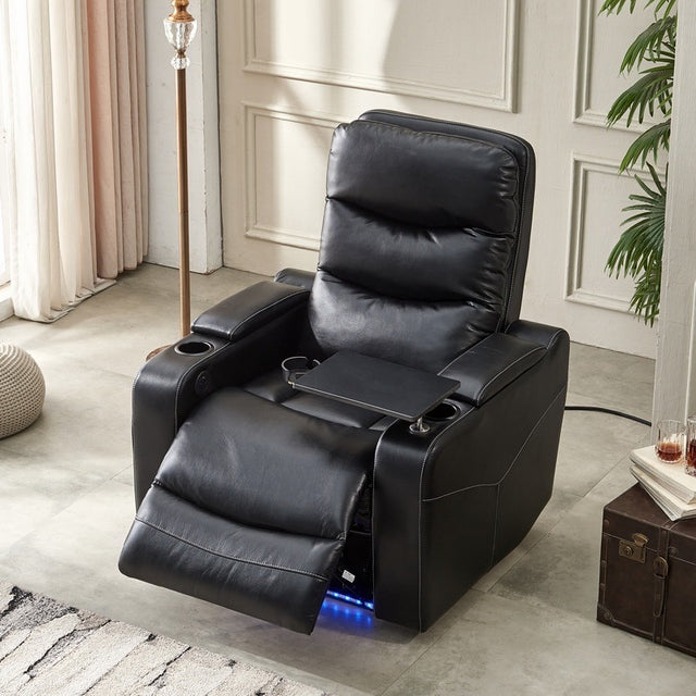 Power recliner with writing board, LED strip, drawers, USB PORT