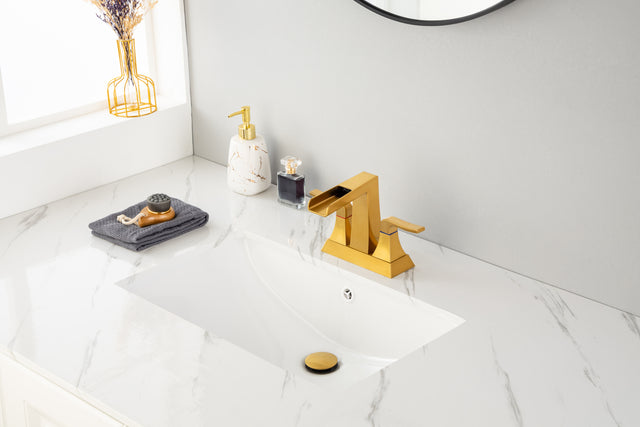 2-Handle Lavatory Faucet Brushed Nickel Bathroom Sink Faucet with Metal Pop-up Drain and Faucet Supply Lines