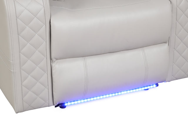 Benz LED & Power Recliner Chair Made With Faux Leather in Ice