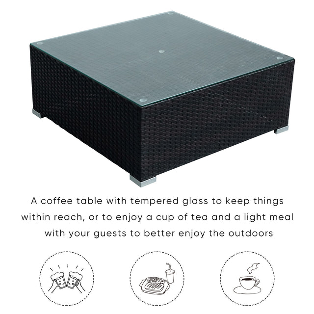 U_STYLE Patio Furniture Sets, 8-Piece Patio Wicker Corner Sofa with Cushions, Ottoman and Coffee Table