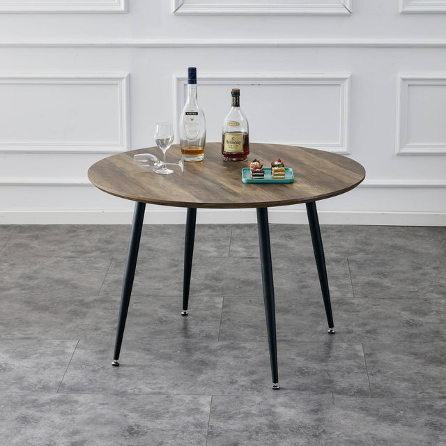 Diameter 44.8 inch MDF Modern simplicity roundI Imitation wood grain  dining table.Applicable 6-8 persons to dining room and meeting room.
