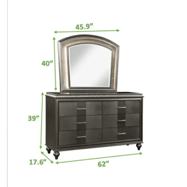Ginger King 5 Pc LED Bedroom set made with wood in Copper
